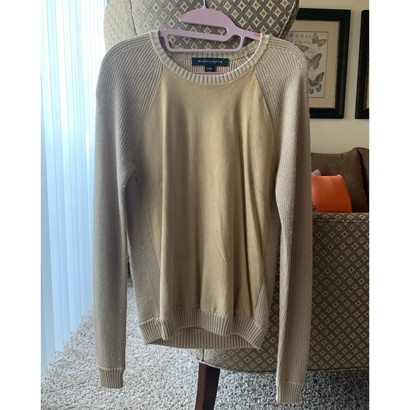 RALPH LAUREN BLACK LABEL Silk Cashmere Suede Sweeter ScoopNeck Long Sleeves Sz M - Picture 2 of 9